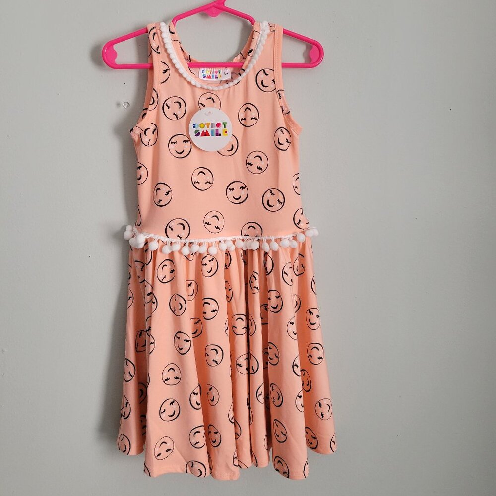 Dot Dot Smile Dress Girl's 3/4 Toddler Peach Smiley Face Twirl Tank NWT